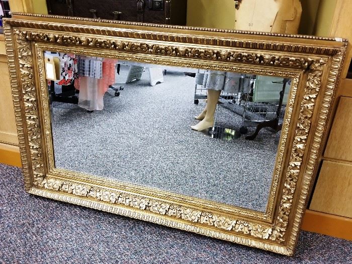 Gorgeous large antique picture frame with mirror.