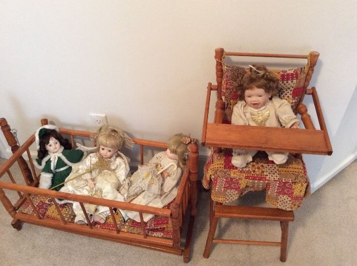 Dolls and assorted furniture