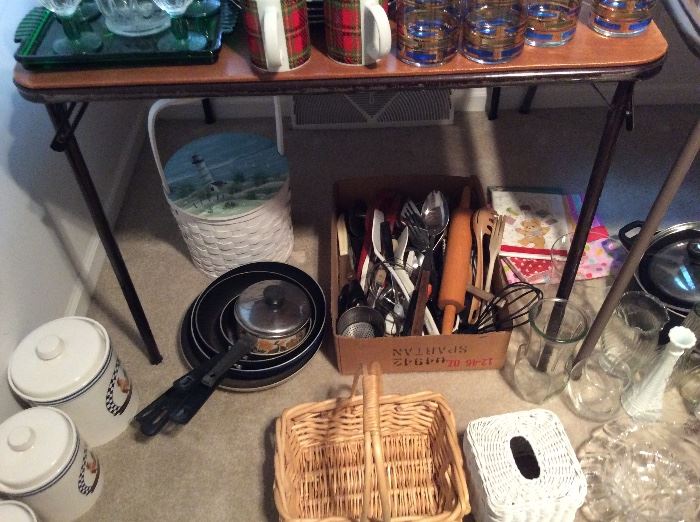 Kitchen utensils and baskets