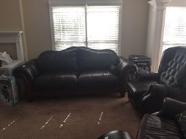 Leather sofa and reclining chairs