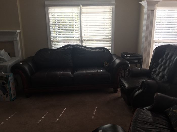 Leather sofa and reclining chairs