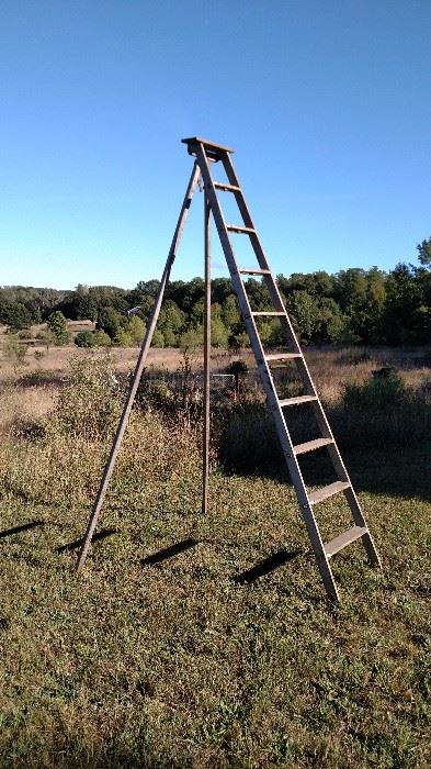 9' and 10' orchard ladders with swivel bracket so back legs are adjustable and can rotate around objects 