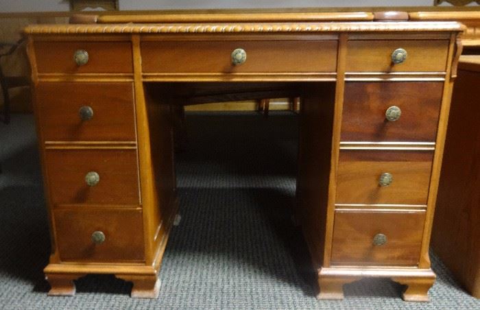 antique desk with leather top