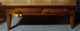 cherry finish coffee table 2 drawers