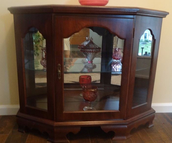  glass front curio cabinet. 36" wide x 12" deep x 29.5" tall