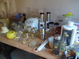 misc glass, ball jars and small appliances