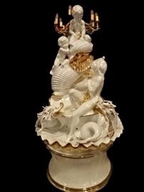 LARGE 5 FT PORCELAIN SCULPTURE WITH CANDELABRA LIGHTS