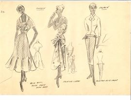 VINTAGE 1950's FASHION SKETCH