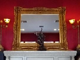 HUGE ROCOCO MIRROR WITH GOLD FINISH, VERY GOOD CONDITION, 64" X 53"