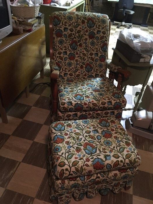 vintage chair and ottoman