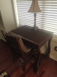 Antique Desk and caned chair