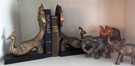 Brass Peacock BookendsCarved Soapstone Elephant
