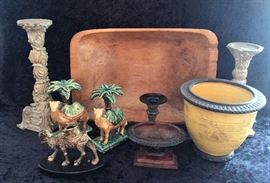 Carved Wood BowlCandle SticksPottery