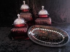 Red Glass Canister Set