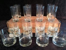 SchoonerClipper Ship Etched Glasses
