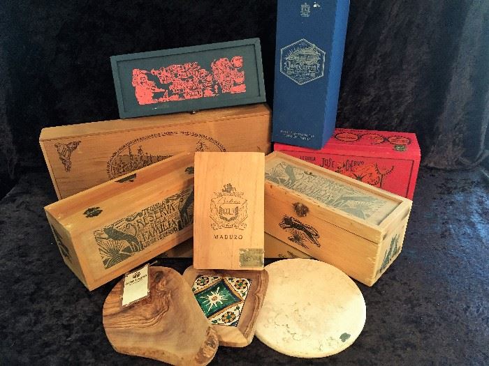 Vintage Wooden Wine and Liquor Boxes