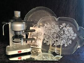 Espresso Maching and Glass Serving Trays