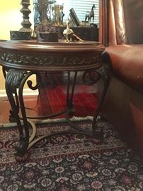 Carved Wood and Ironwork Side Table