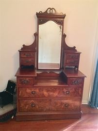 Burled Wood Antique Dresser