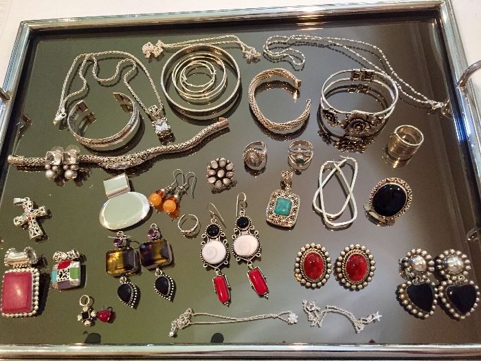 Sterling Jewelry, pendants, earrings, bracelets