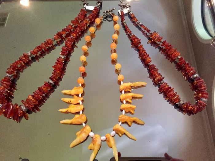 Shell/Pearl, and Amber Necklaces