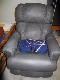 Gray leather recliner