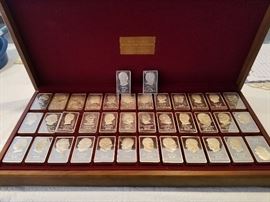 Danbury Mint Sterling Silver Ingot collection. 38 in total. Large heavy bars.
