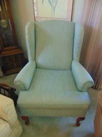 Light green wing chair