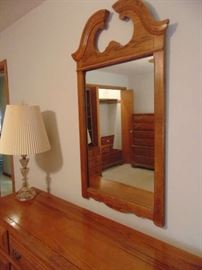 Solid oak dresser and mirror