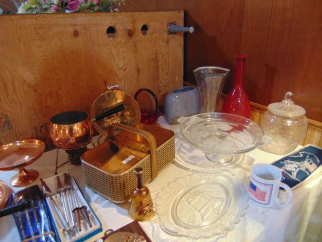 Copper and glass serving ware