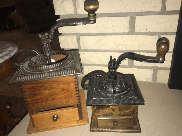 Antique coffee grinders