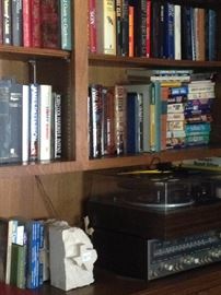 Turntable; variety of books