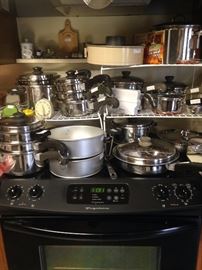 Lots of cookware and many kitchen utensils