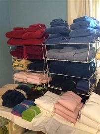Large variety of towels and sheets