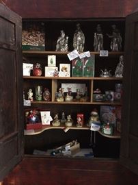 Christmas items in cabinet