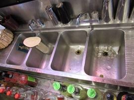 93'' Wall Mount Stainless (4) Compartment Under-Bar Sink
