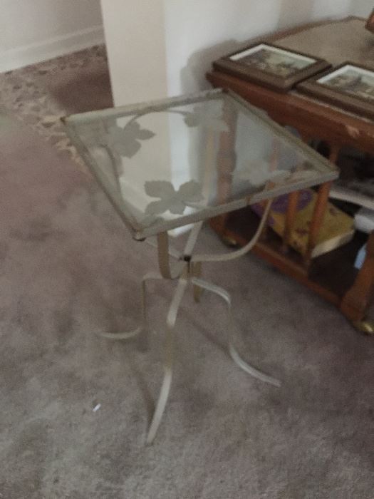 Glass wrought iron side table 