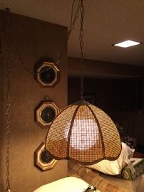 Wicker swag lamp