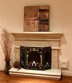 Tiffany Style Fireplace Screen