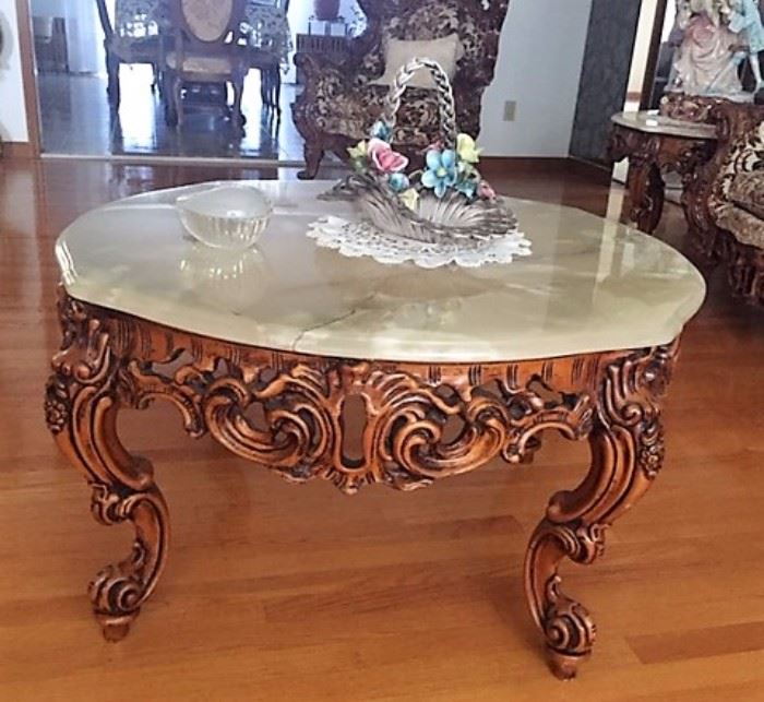 Faux Marble Top Coffee Table