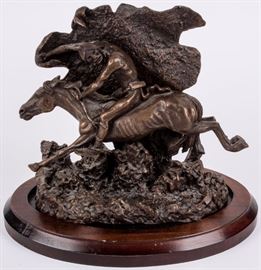Lot 14 - Art Bronze Statue Horse Thief Remington NECS