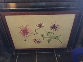 Embroidered Fireplace Screen