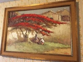 a mid-century painting on linen canvas by contemporary Dutch master painter Frits Lucien Ohl  (1904-1976)  (image size 2' by 3')