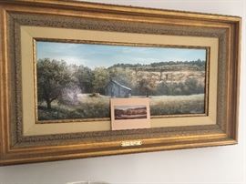 A very finely detailed Texas hill country painting, acrylics on canvas  by Lo Sharris Cunningham of Temple, dated 1983