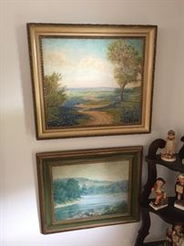 Top:  Bluebonnet oil painting on canvas by Charles Berkeley Normann (1903 - 1985), Bottom:  Landscape artist unknown