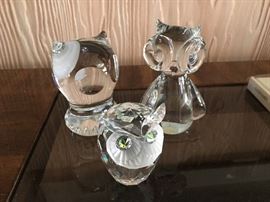 Spode crystal owl,  Swarovski yellow eye owl