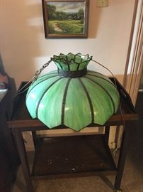 Slag glass swag lamp, 