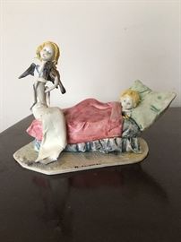 A. Colombo, an angel playing violin at the foot of the bed of a child, Italy
