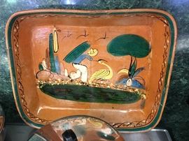 Mexican hand painted earthenware dish