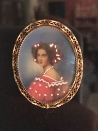 Detail: hand painted miniature or brooch